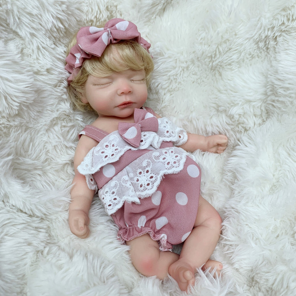 10 Inch Lifelike Silicone Baby Doll Boy Handmade Realistic Mini Reborn Baby with Accessories Set