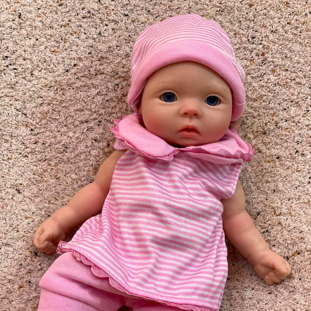 10 Inch Silicone Baby Doll Girl Realistic Soft Full Body Lifelike Reborn Baby Doll with Accessories