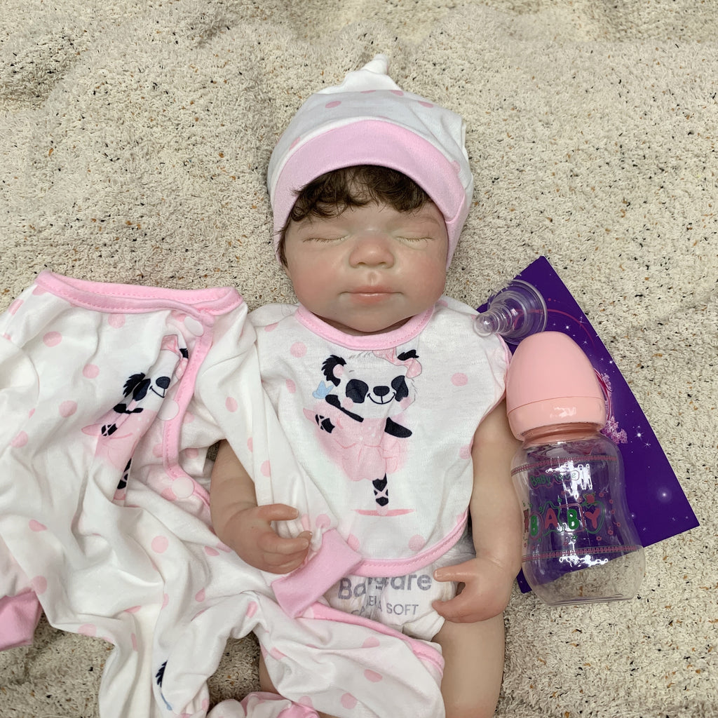 18 Inch Full Silicone Baby Doll Realistic Lifelike Reborn Baby Handmade with Accessories