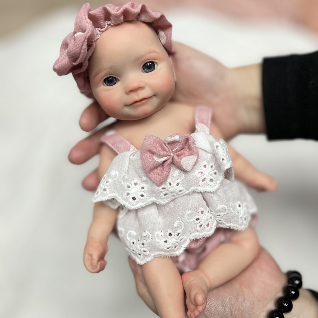 10 Inch Handmade Silicone Baby Doll Boy Lifelike Realistic Reborn Mini Baby with Accessories Set