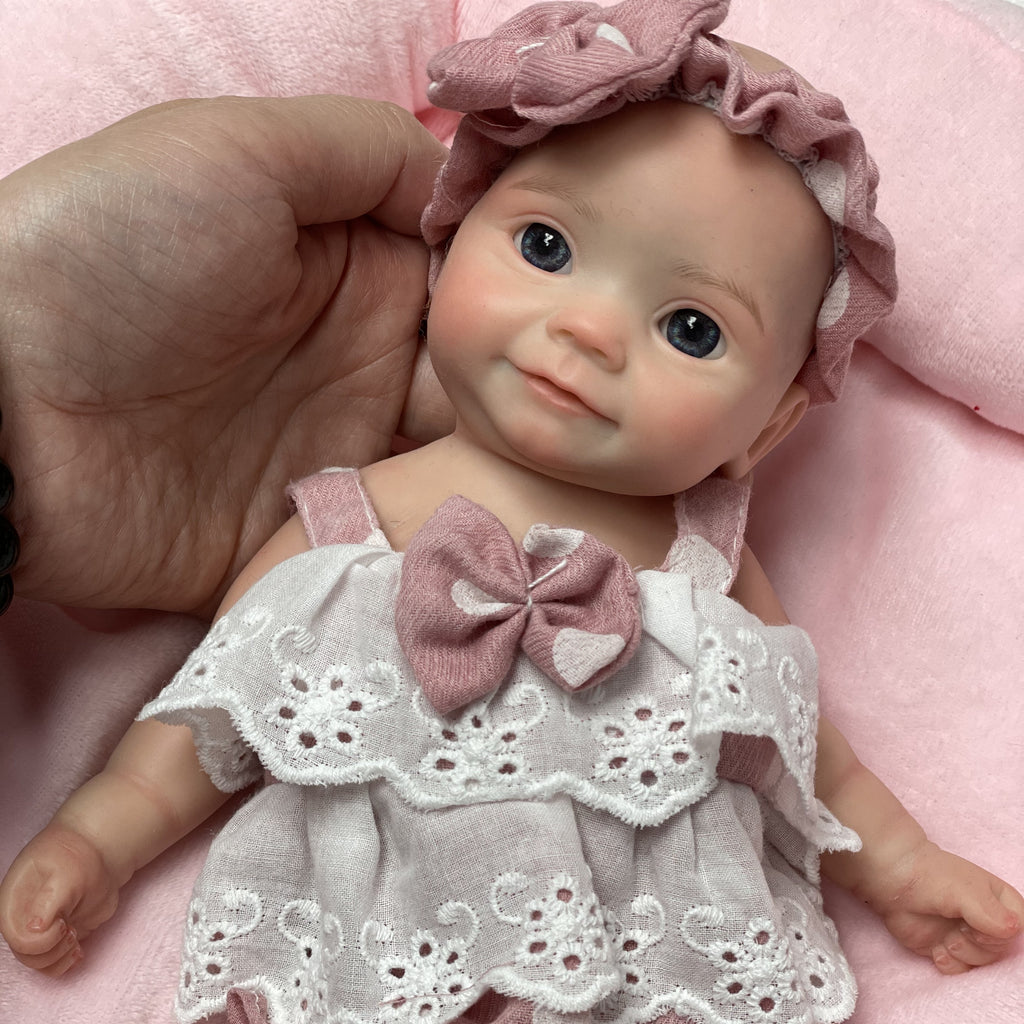 10 Inch Handmade Silicone Baby Doll Boy Lifelike Realistic Reborn Mini Baby with Accessories Set