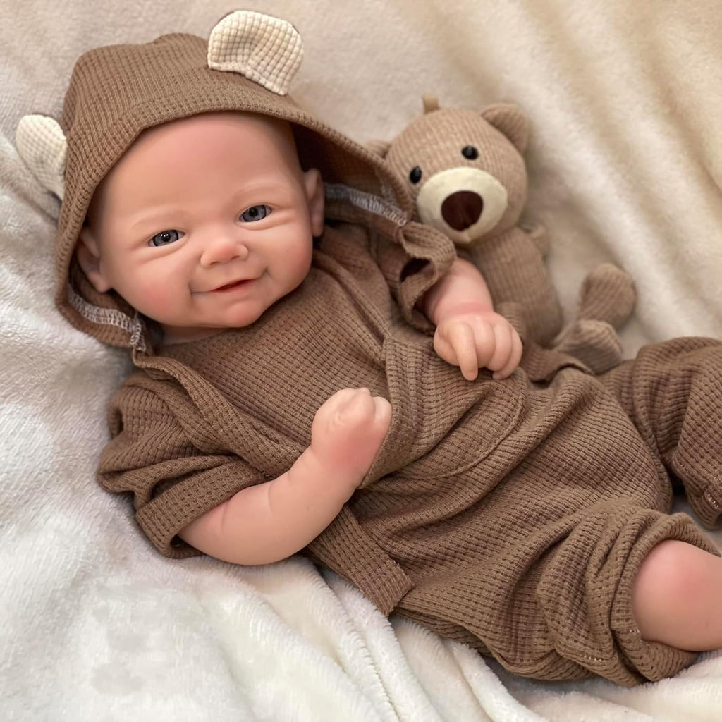 18 Inch Full Body Silicone Reborn Baby Doll Lifelike Handmade Weighted Newborn Baby Doll Set for Children