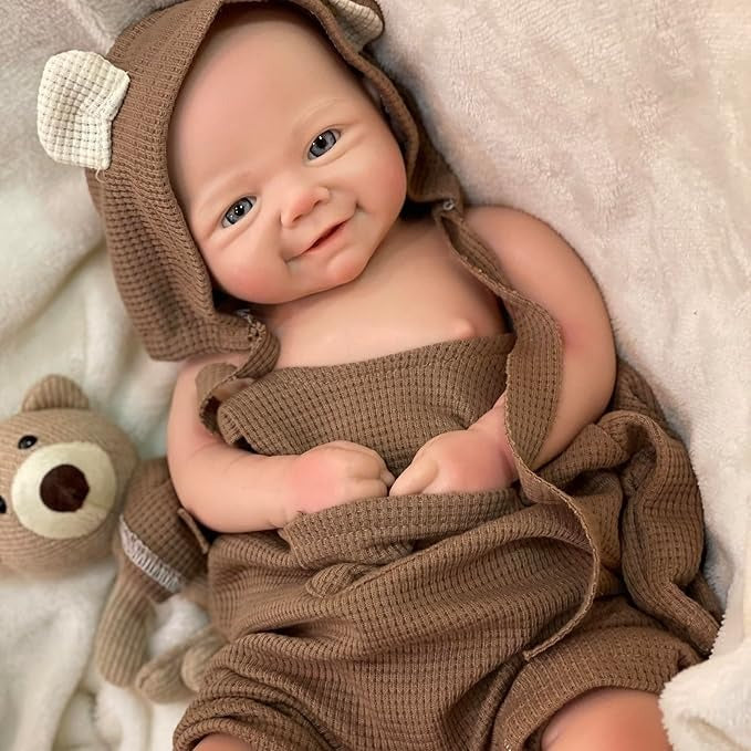 18 Inch Full Body Silicone Reborn Baby Doll Lifelike Handmade Weighted Newborn Baby Doll Set for Children