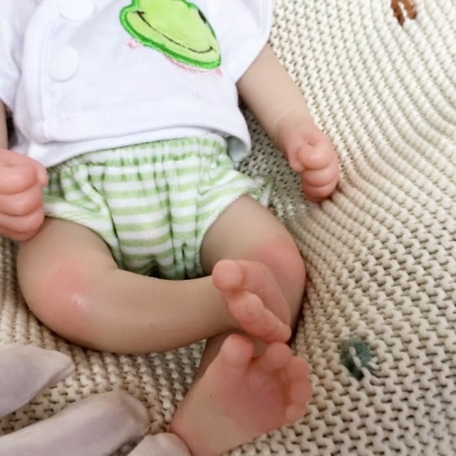 13 Inch Reborn Baby Doll Full Silicone Body Realistic Baby Boy Handmade Painted Doll with Clothes and Bottle Set for Kids