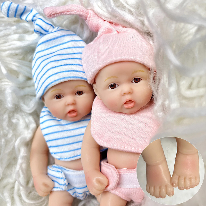 Mini Reborn Baby Doll 6 Inch Full Silicone Lifelike Pocket Baby Doll Gift for Kids