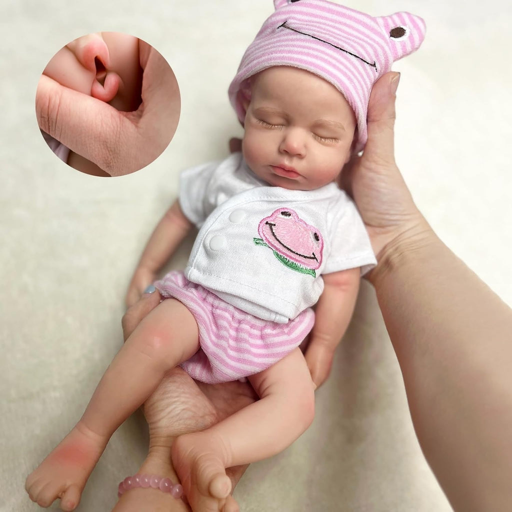 33cm Reborn Baby Doll Full Silicone Body Lifelike Handmade Baby Girl Realistic Silicone Reborn Doll for Kids and Collectors